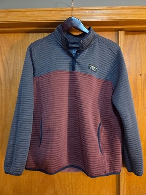 L.L. Bean Women's 1X Red Gray Snap Neck Ribbed Pullover