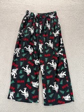 Womens Elastic Waist Holiday Sleepwear Fleece Pajama Pants Multicolor Size M