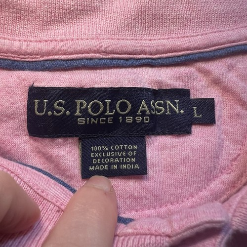 Polo U.S. POLO ASSN Y2K a righe manica corta uomo taglia large rosa tramonto - Foto 4 di 8