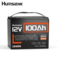 Humsienk 12V 100Ah LiFePO4 Lithium Battery Deep Cycle RV Off-Grid Solar Marine