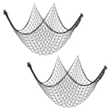 Fishing Net Decor, 2 Pack 80" x 40" Fish Net Decor Party Accessory, Black