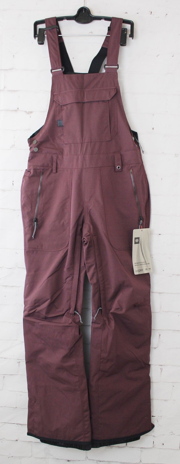 686 Утепленные зимние брюки-полукомбинезон Black Magic, женские XS, Sassafras Burgundy New