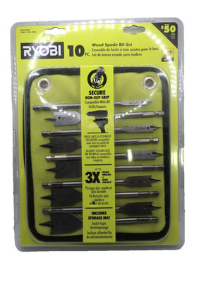 Ryobi A971001 10-Pc Wood Spade Bit Set Compatible with all Drlls/Impacts NEW!
