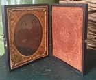 Antique 1860-70 Daguerreotype Sixth Plate Mourning Couple Union Case