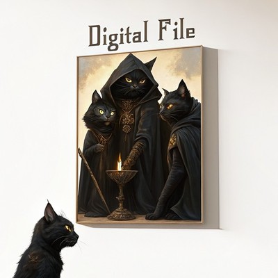 Vintage Black Cat Coven Nostalgic Dark Academia Spooky Cottagecore Romantic Hall