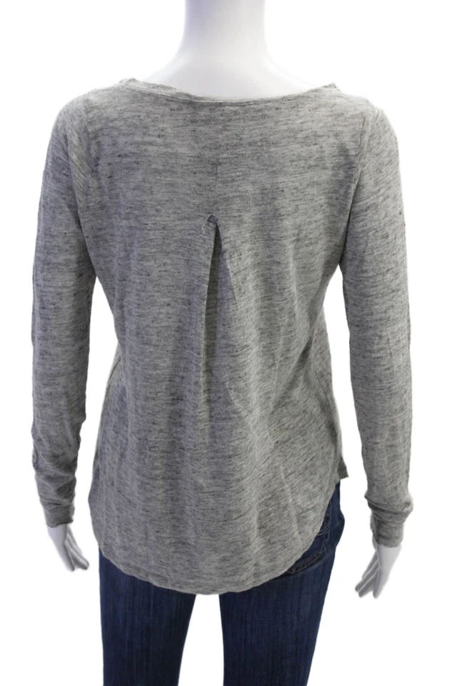 Joes Jeans Womens Long Sleeve Scoop Neck Linen Tee Shirt Gray Size Medium - Image 3 of 4