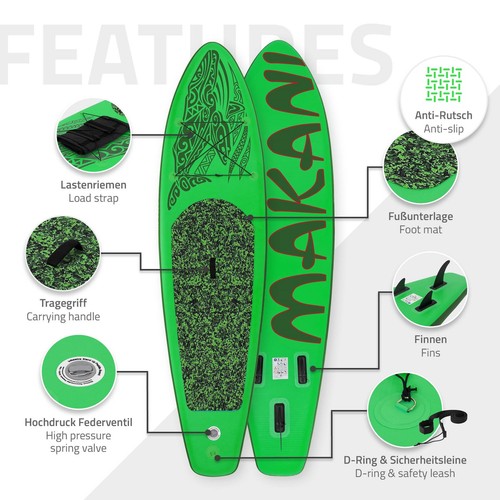 Paddle board SUP surfboard con pagaia tavola surf gonfiabile Makani verde 320 cm - Imagen 3 de 8