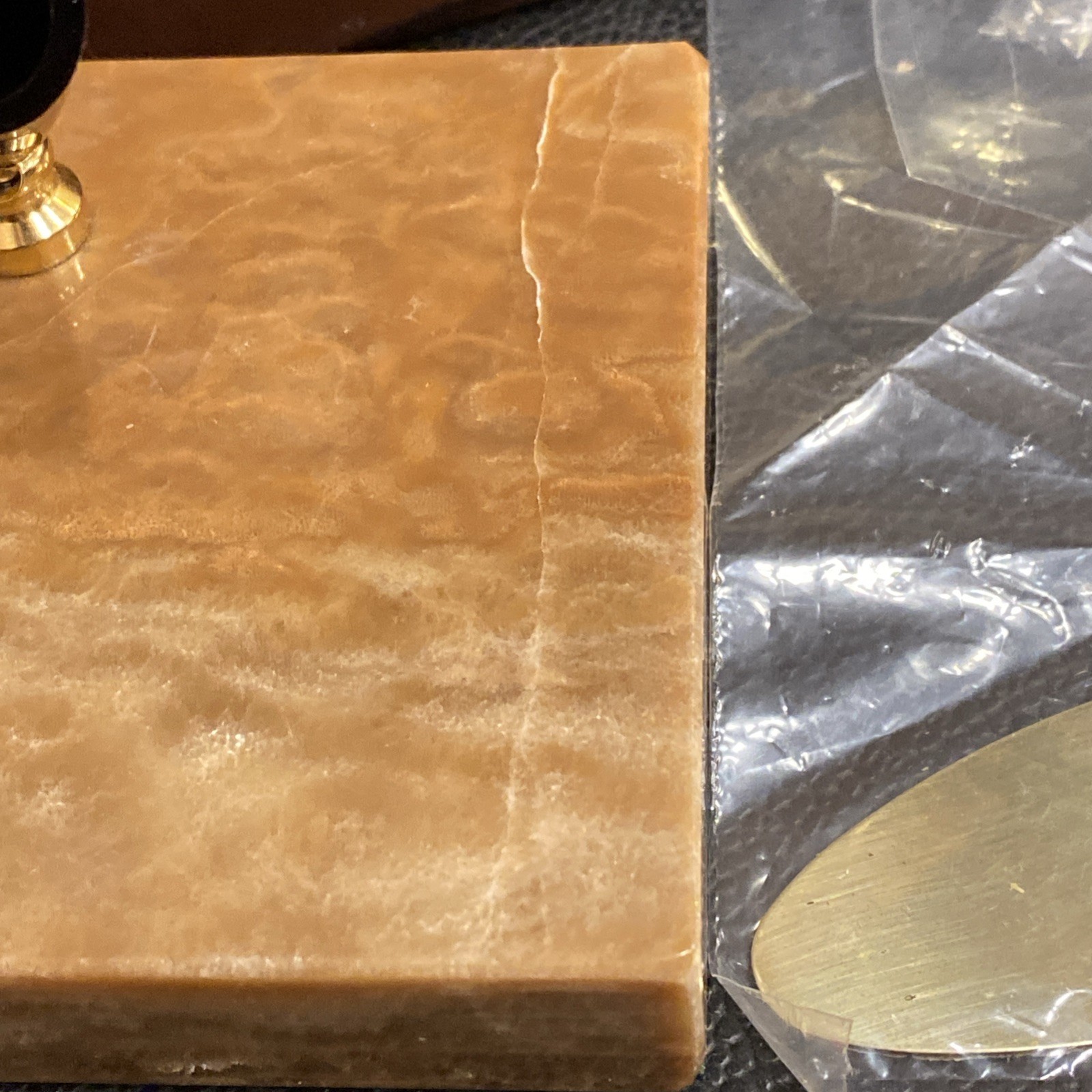 Vtg NIB Park Sherman Caramel Brown Marble Onyx Desk Pen Holder 5"4” NEW In Box