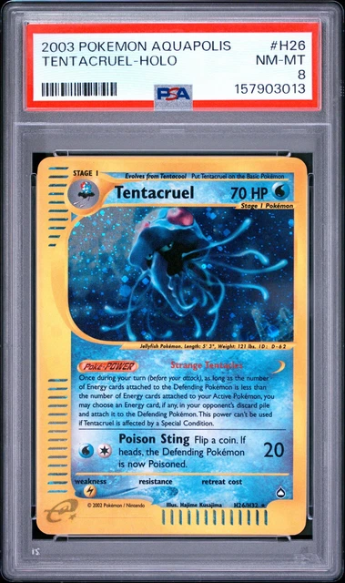 2003 POKEMON AQUAPOLIS #H26 TENTACRUEL-HOLO PSA 8