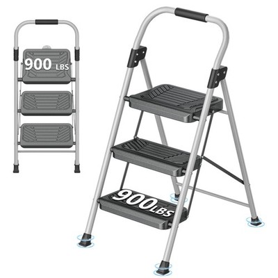 DIAMONDFORGE 3 Step Ladder, Folding Step Stool with Anti-Slip Wide Pedal, Sof...