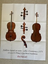 Strad Poster - Andrea Amati or sons Cello c.1575 folded , one-sided, advert