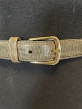 Vintage 80s Pierre Cardin Olive Green Leather Belt with gold Hardware. Size 30