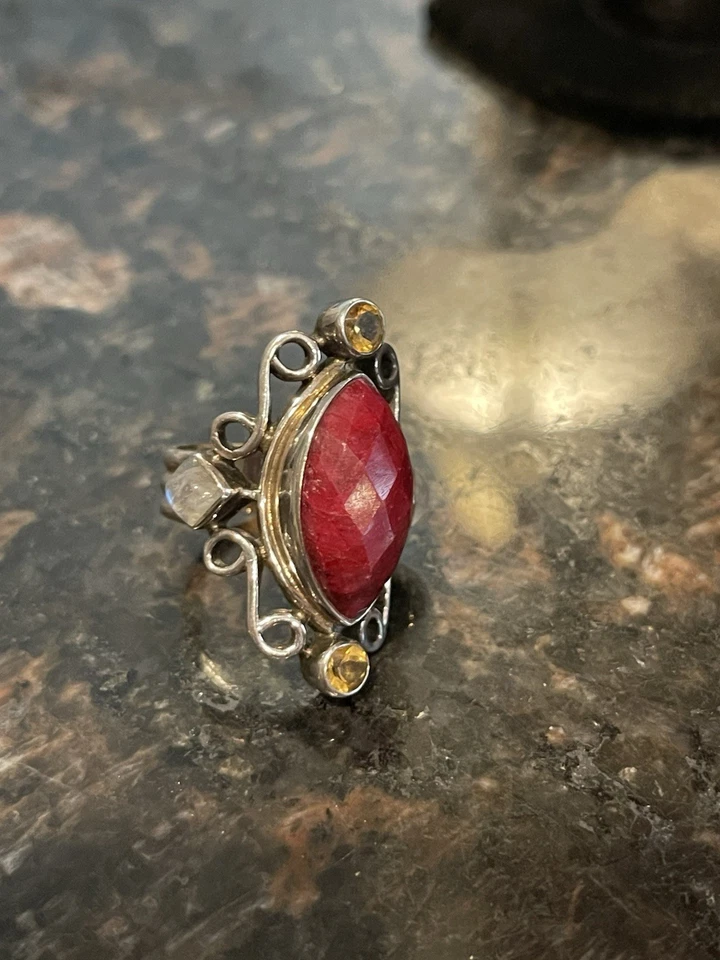 Nicky Butler RAJ LIMITED Collection Ruby Citrine 925 Sterling Silver Size 7 Ring - Image 4 of 4