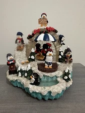 Rare San Francisco Music Box Co PENGUIN Moving Diving board & merry go round. 