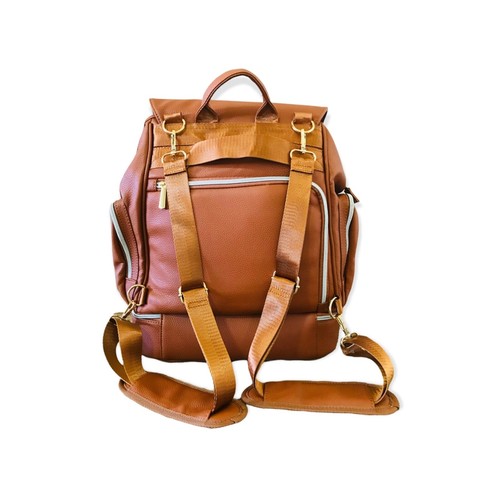 Nappy Bag Backpack Stylish Tan Colour Large Capacity for Baby Items - Picture 3 of 12