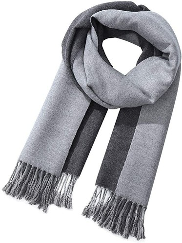 Bufanda cálida de invierno envolvente de gran tamaño de 2 tonos gris oscuro/gris - Imagen 1 de 4
