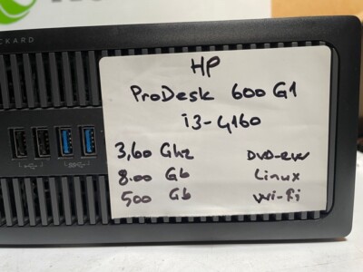 HP ProDesk 600 G1 SFF Intel I3 4160 3.60Ghz 8GB 500GB DVDRW Linux