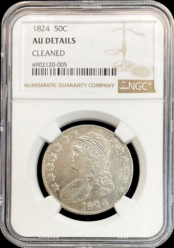 1824 SILVER US CAPPED BUST HALF DOLLAR COIN NGC ABOUT UNCIRCULATED*