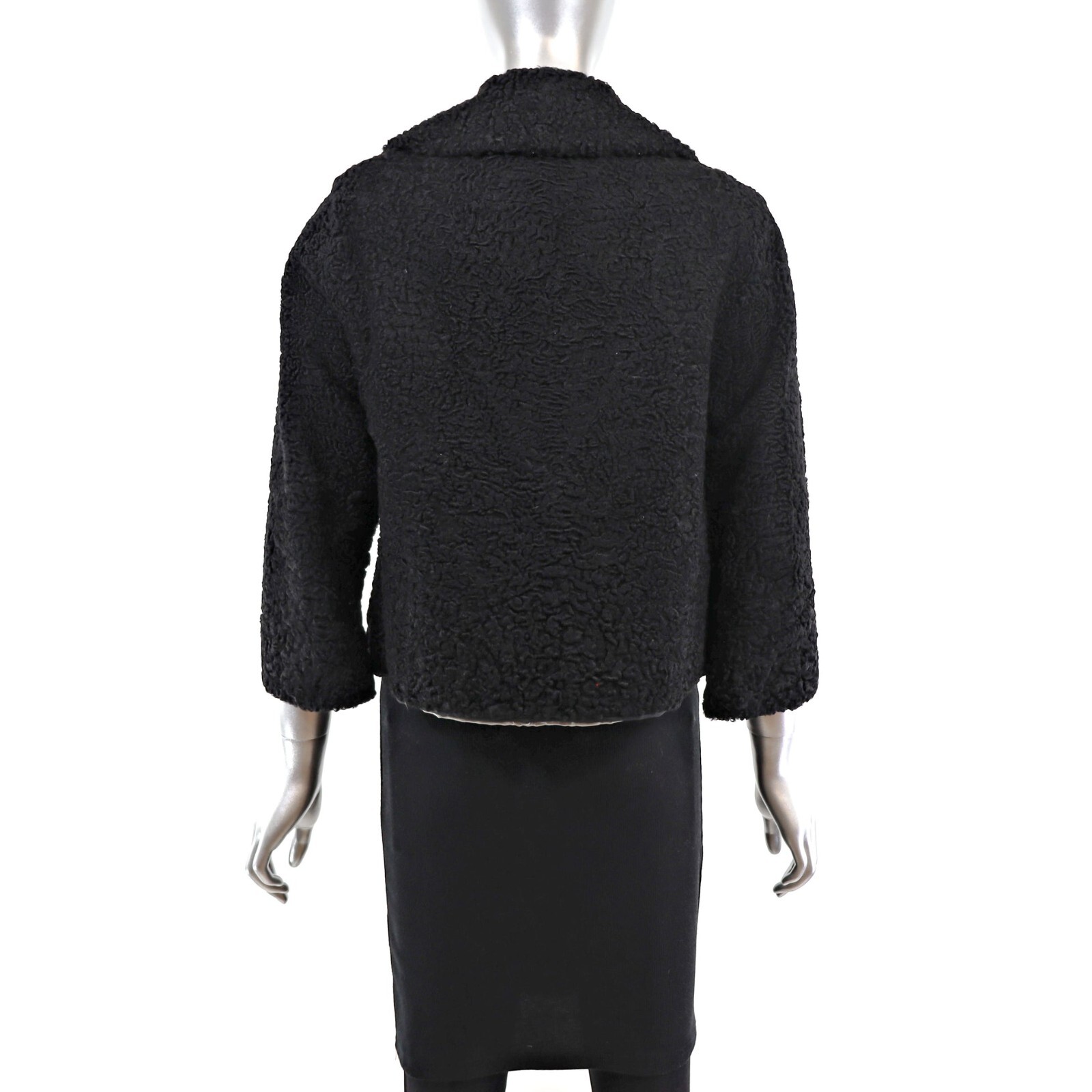 Women Persian Lamb Classic Style Astrakhan Fur Coat In Black Handmade Jacket New image 6