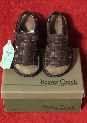 BEAVER CREEK Sandals Boys Infant Size 8.5M Brown Hook & Loop Closure~ New In Box