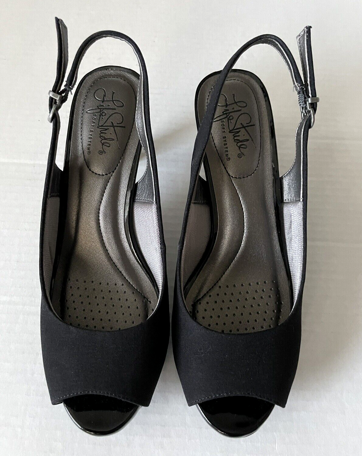 LifeStride Teller Black Slingback Soft System Shoes 2.75 Heels Women's  Sz7.5W | eBay