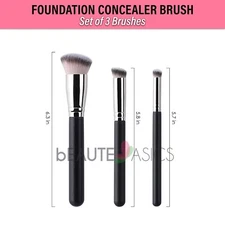 3-PC Set Kabuki Foundation Concealer Rounded Slant Blending Brushes (MB1591x1)