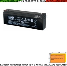 Batteria Accumulatore 12 V 2 Ah Fiamm Pb Valve Regulated Elettromedicale Sirena