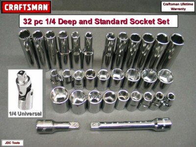 CRAFTSMAN 32 pc 1/4 Drive  Standard Deep 6pt ratchet wrench socket set 42 47