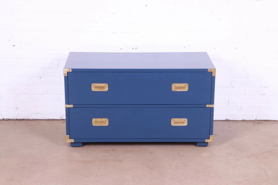 1960-е Henredon Середина века Голливудская Регентская Кампания Стиль Сундук, Отремонтированный - Изображение 4 из 4