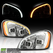 2008-2017 Freightliner Cascadia Chrome Switchback LED Tube Projector Headlights