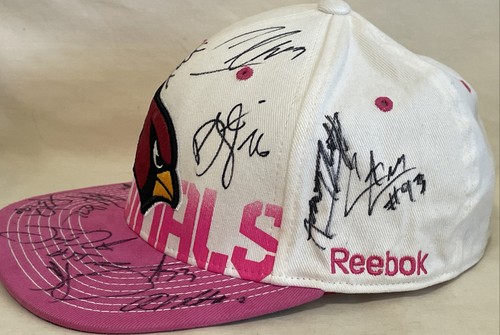 Arizona Cardinals 2011 Team Signed Hat - 15 Autographs - Reebok Pink Ribbon NFL - Picture 4 of 8