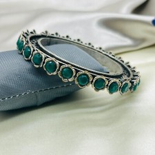 Kajaro Designs Indian Oxidized Silver Floral Bangle Antique Jewelry 2'8
