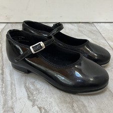 Theatricals Black Patent Leather Mary Jane Tap Shoes Girl 11 W Dance Class GUC 