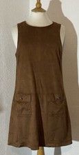 River Island Size 12 Dress Brown Faux Suede Lined Work Smart Casual 1289