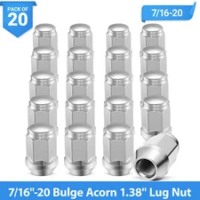 20 Chrome Closed End Bulge Acorn Lug Nuts 7/16-20 3/4 Hex El Camino Monte Carlo
