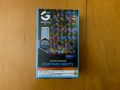 SMARTGEAR Color Changing CURTAIN LIGHTS (200 LEDs/8 Light Strands) NIB SEALED