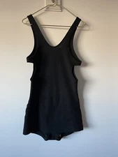 1920s The Athletic Mens Swimsuit Cutout Sides Antique 100% Virgin Wool Black