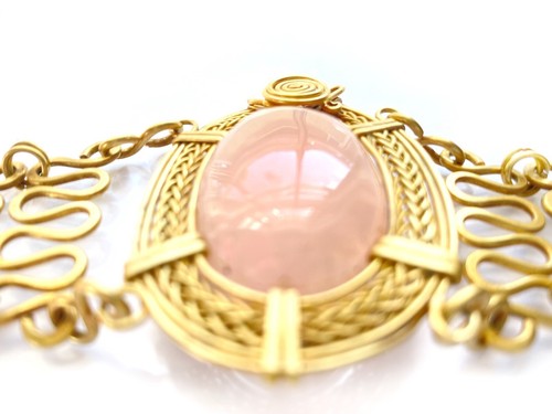 Pink Quartz Bracelet, vintage, wire wrapped bracelet. Intricate Design. Handmade - Picture 4 of 7