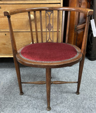 Antique Curved Bow Back Tub Chair / Desk Chair