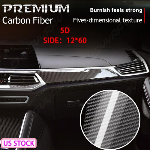 Premium Fibra De Carbono For Car Vinilo Para Autos Carros Negro 12*60 5D - Picture 3 of 12