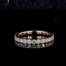14k Rose Gold Over 2.00 Ct Round Lab Created Diamond Eternity Wedding Band Ring
