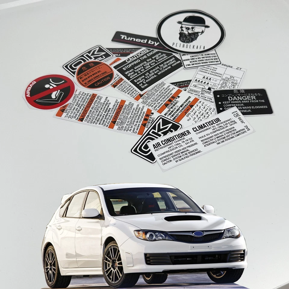 Subaru Wrx Sti S206 Underbonnet Car Restoration Warning Stickers Emblem - Image 2 of 4