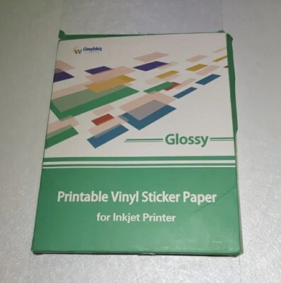 Gwybkq Sticker Paper Printable Vinyl for Inkjet Printer, 50 Sheets White Glossy - Image 1 of 3