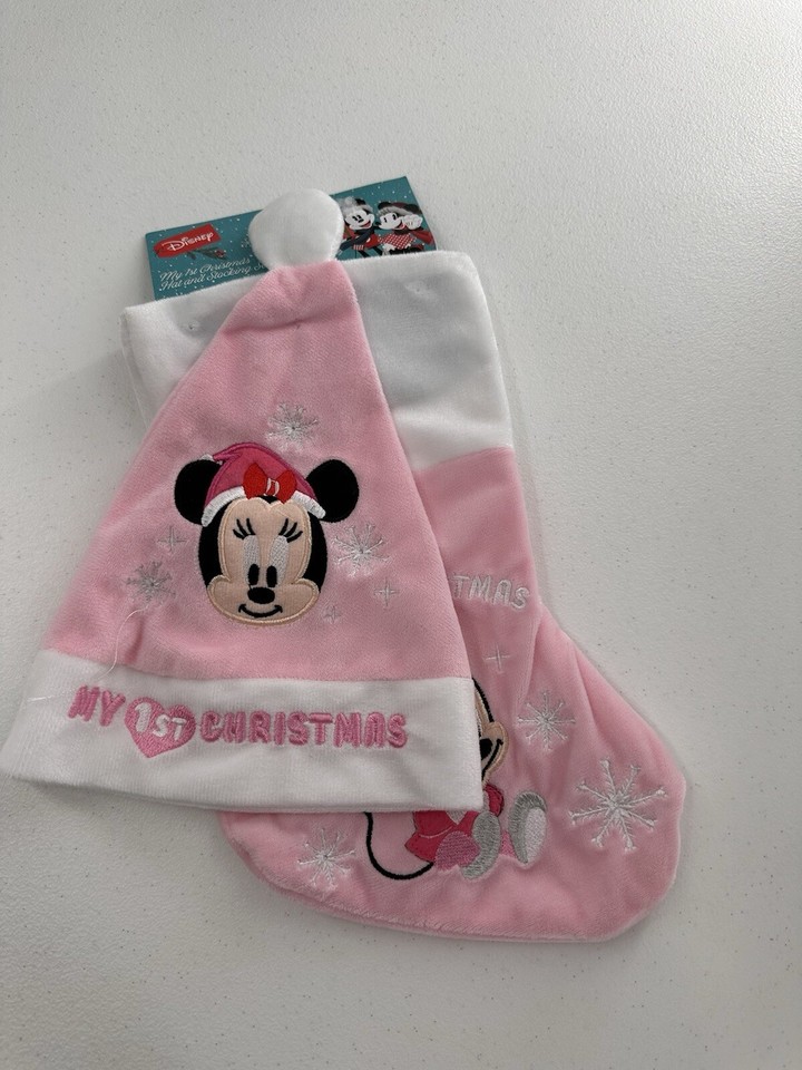 Vtg Disney MINNIE MOUSE My First Christmas Stocking Santa Hat Photo Prop Kmart eBay