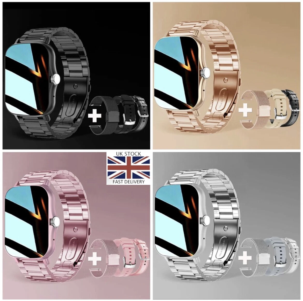 Smart Watch Men Women Calling Bluetooth Fitness Tracker FREE STRAP + 3 Extras
