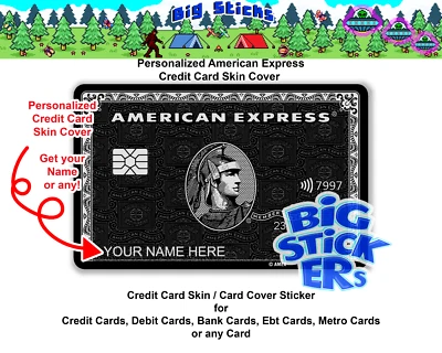 BIGSTICKER Ameriican Expresss Black AMEXX Credit Card SMART Sticker Skin Wrap