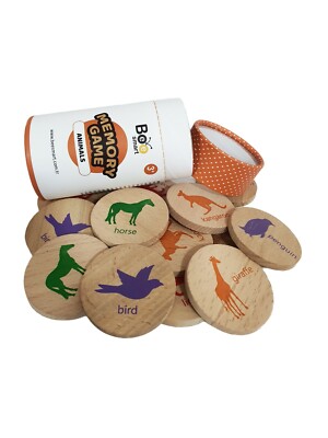 16Pcs Animals Memory Game Wooden Disc Matching Educational Toys Christmas Gift
