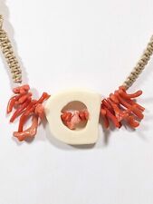 Beachy Tribal Style Orange Branch Coral Twist Cord Necklace 18 inch Western