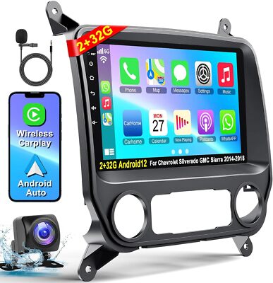 Car GPS Carplay Stereo Radio For 2014-2018 Chevrolet Silverado GMC Sierra WIFI
