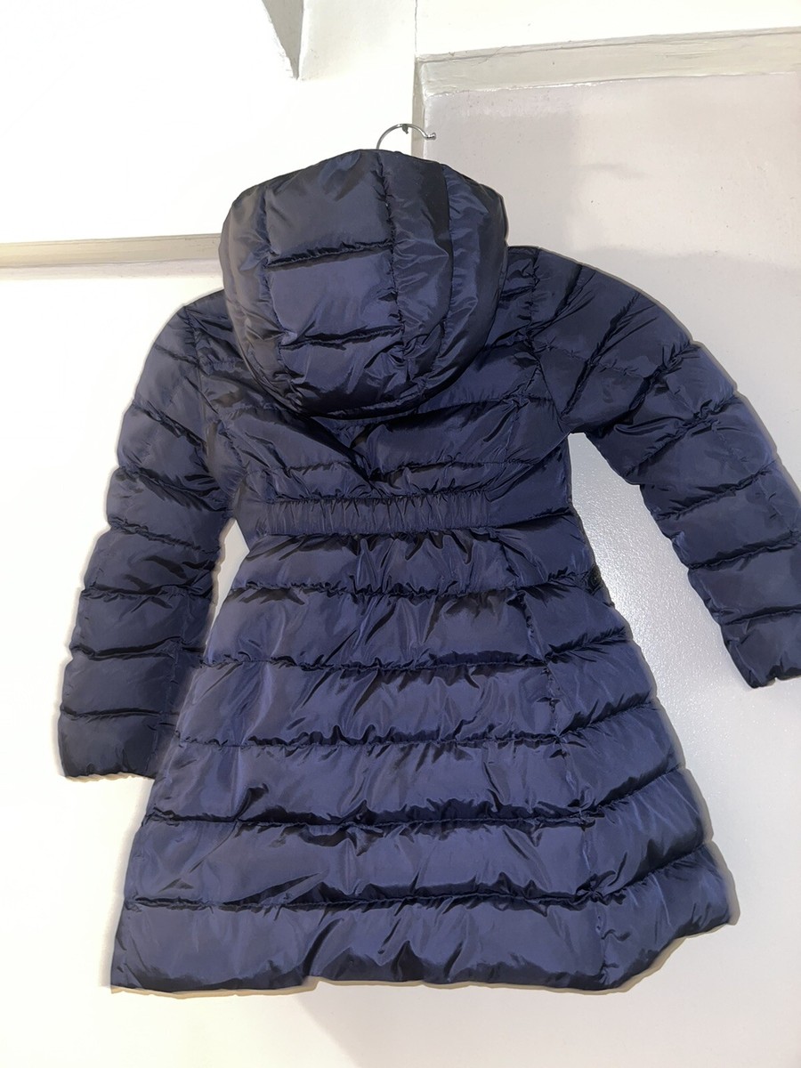 Moncler Girls Navy Blue Charpal Long Down Jacket Size 6
